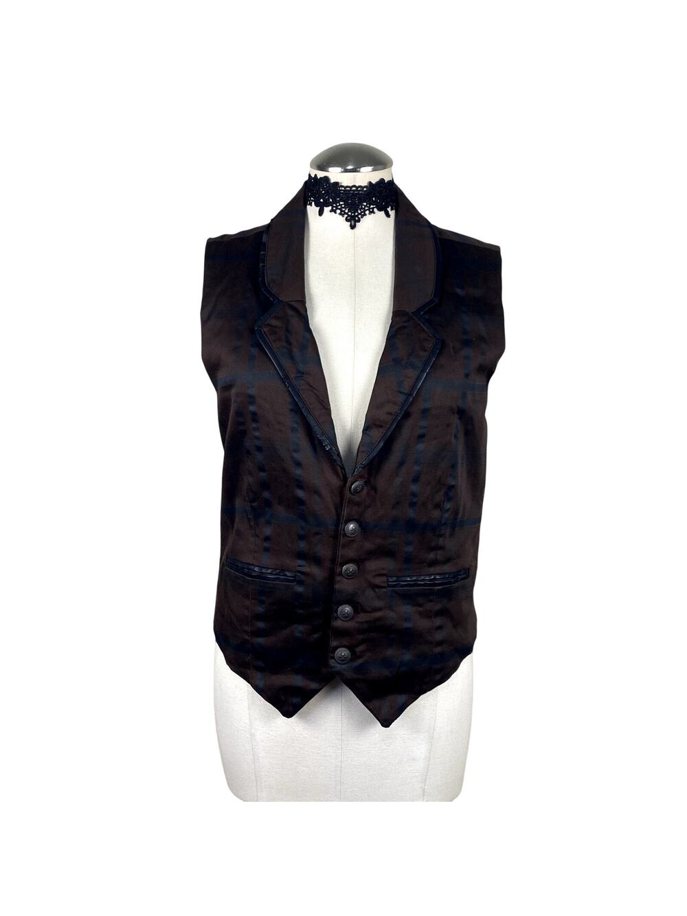 Lip Service Steampunk Grunge Mallgoth Alt Cosplay Brown Collared Vest S Unisex
